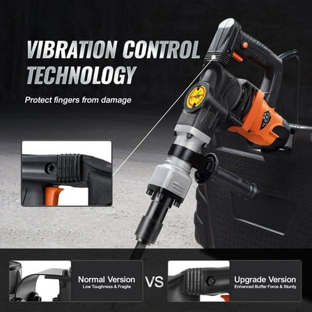 1400W Electric Demolition Jack Hammer with 2 Chisel Bits, Powerful Concrete Breaker for Professional Construction Work