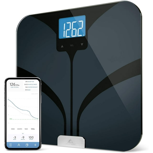 Greater Goods Bluetooth Connected Bathroom Smart Scale, Measures & Tracks BMI, Lean Mass, Water Weight & Bone Mass, Extra-Large, Backlit LCD Screen, Auto-Calibration & Auto-Off