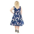 thumbnail image 4 of Miss Lavish London Women's Plus Size Dresses Retro Floral Rockabilly 40s and 50s Vintage Fashion [FLORAL-NAVY-20], 4 of 5