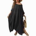 thumbnail image 2 of NIEWTR Swimsuit Coverup for Women Crochet Knit Crew Neck Short Sleeve Dress Vacation Outfits(Black,One Size), 2 of 5