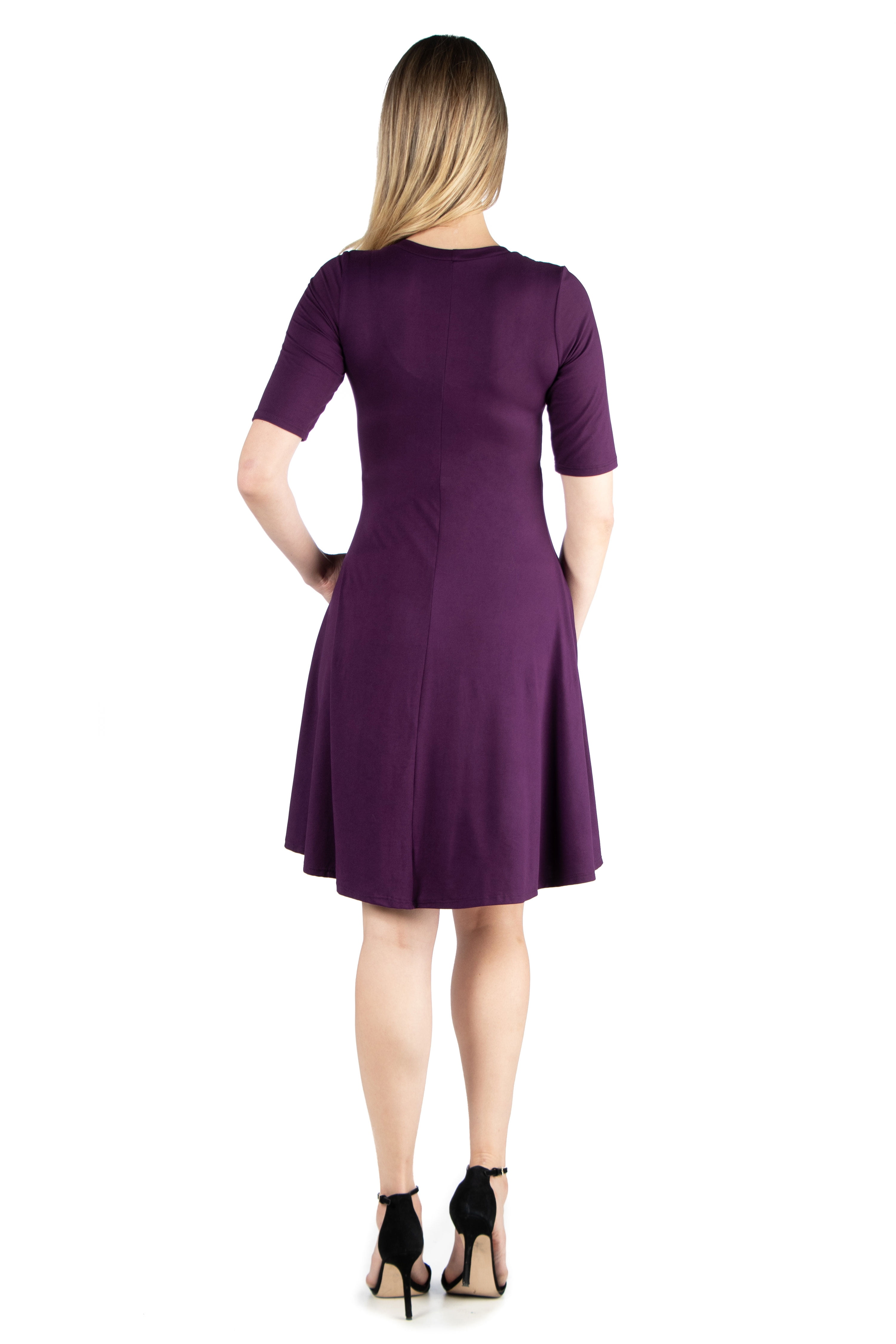 24seven Comfort Appare Elbow Sleeve Maternity Knee Length Dress