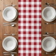 thumbnail image 4 of Farmhouse Red Plaid Short Table Runner 48 Inches Long, Rustic Red White Checkered Cotton Linen Table Runners Dresser Scarves, Fabric Tabletop Scarf Furniture Cover for Home Dinner Party Decor 13"x48", 4 of 8