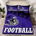thumbnail image 2 of jejeloiu Purple Black Rugby Twin 3-Piece Football Lover Sport Sheet Set, 2 of 7