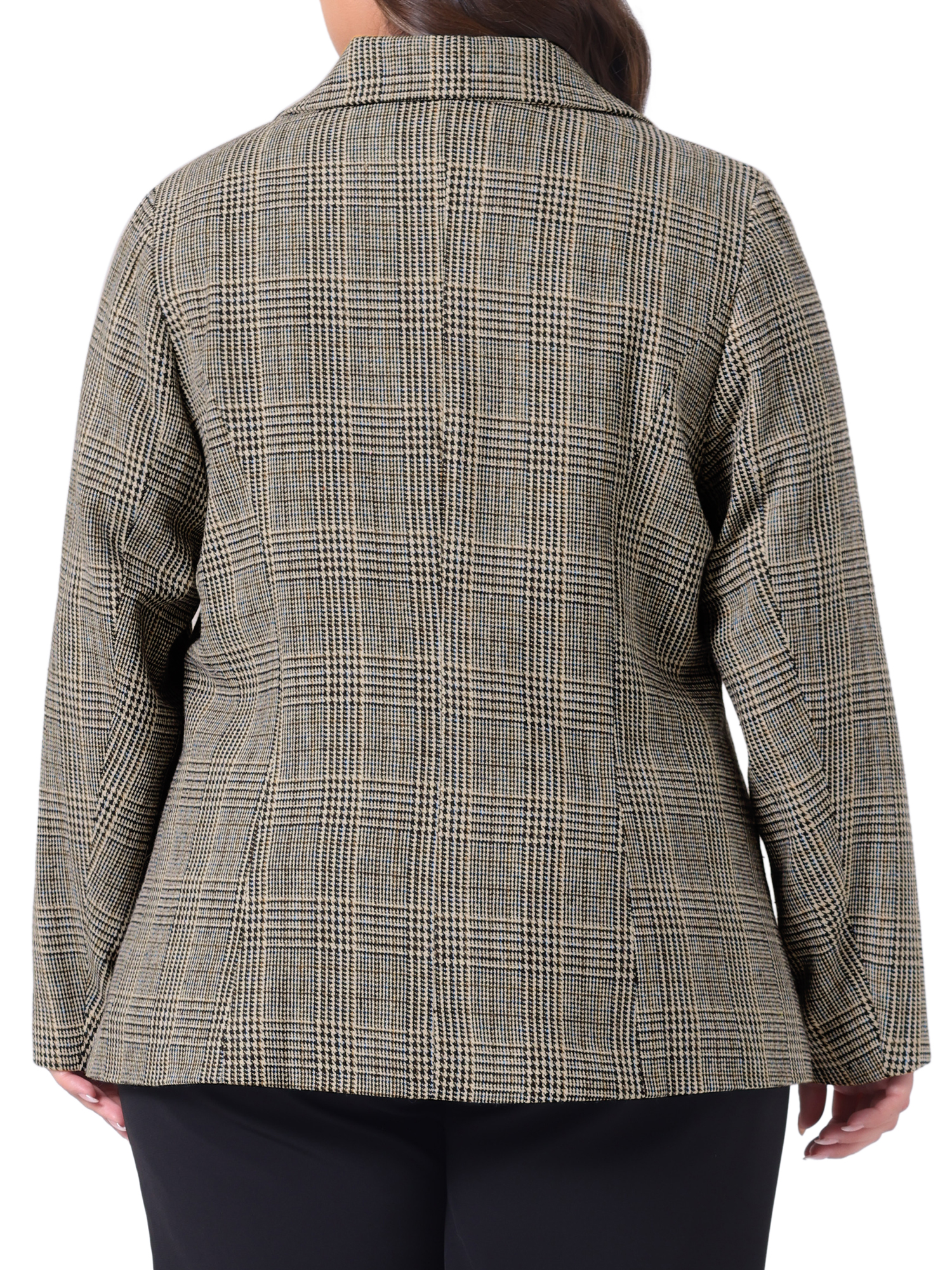 DARING DIVA Women's Plus Plaid Notched Lapel Business Blazer Jackets 3X Black Brown