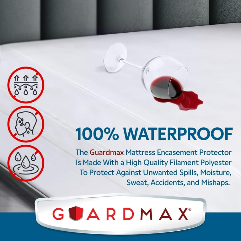 Guardmax White Zippered Mini Crib Mattress Encasement PortaCrib Size 100 Waterproof and Bed Bug Proof Mattress Protector Crib Sheet Cover is