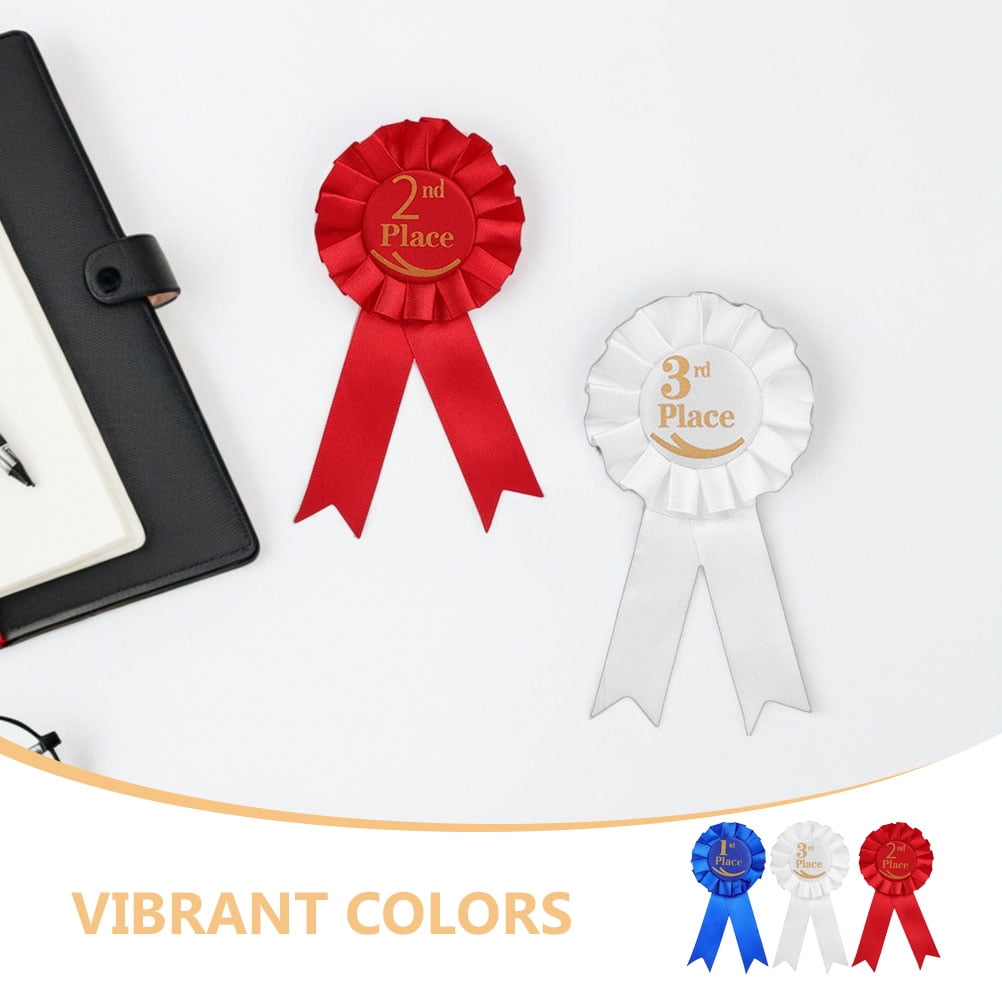 WHAMVOX 9pcs Satin Prize Ribbons for 1st Medal Rosette Badge Set with Pin for School Contests Sports Games Party Awards Graduation Ceremonies