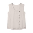 thumbnail image 6 of yoeyez Women's Cotton Linen Tank Top Sleeveless Scoop Neck Casual Blouse Summer Beach Loose Comfy Vest Tops for Women White,S, 6 of 7