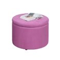 thumbnail image 2 of Convenience Concepts Designs4Comfort Round Shoe Ottoman, Pink Faux Suede, 2 of 4