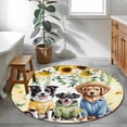 thumbnail image 3 of Round Rugs 3.3Ft, Spring Dog Round Area Rug Washable Indoor Throw Carpet, Sunflower Daisy Botanical Yellow Ombre Soft Non Slip Circle Rug for Laundry Room Patio Home Decor Aesthetic, 3 of 8