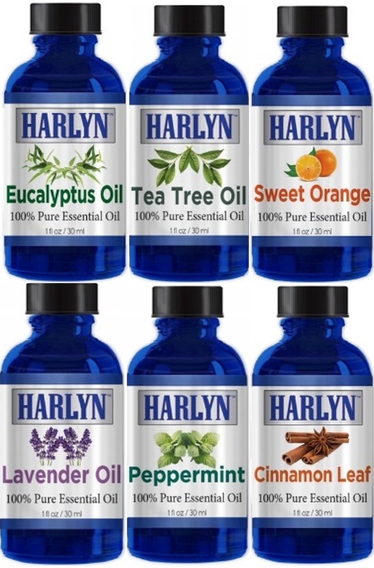 Essential Oil Eucalyptus, Lavender, Tea Tree, Peppermint, Orange, Cinnamon Leaf Made with 100