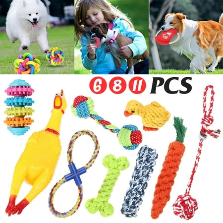 8Pcs Set Pet Puppy Dogs Resistant To Bite Healthy Teeth Gums Braided Bone Rope Cotton Chew Knot Play Training (Best Toys For Puppies That Bite)
