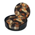 thumbnail image 2 of 6 Pce Leather Coasters 3.9in With Coasters Storage Box Antifouling And Antiscalding For Dining Room Kitchen Office Bedroom Living Room Plaid Fall Camo Brown_3, 2 of 8