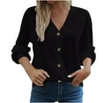 thumbnail image 3 of Sexlip Casual Long Sleeve V-neck Top Lace Up Blouse Comfortable Relaxed Fit Fashionable for Daily Wear Great for Street Style Women's Clothing All Season Black L, 3 of 9
