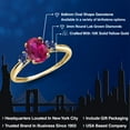 thumbnail image 2 of Gem Stone King 10K Yellow Gold Red Created Ruby and Blue Created Sapphire 3-Stone Ring for Women | 1.63 Cttw | Oval 8X6MM | Gemstone July Birthstone | Size 9, 2 of 6