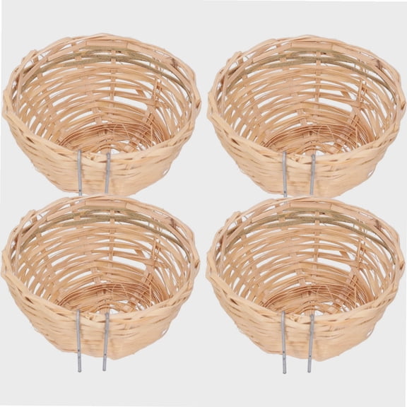 Premium 4Pcs Handwoven Bird Cage Accessories - Hook Bird Cage House Ne st for Finch Canary Pig-eon Parakeet Perfect for Hatching and Breeding