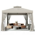 thumbnail image 3 of INTER HUT 10x10 Metal Patio Gazebo, Outdoor Gazebo Canopy Tent for Backyard with Mesh Privacy Curtains, 3 of 8
