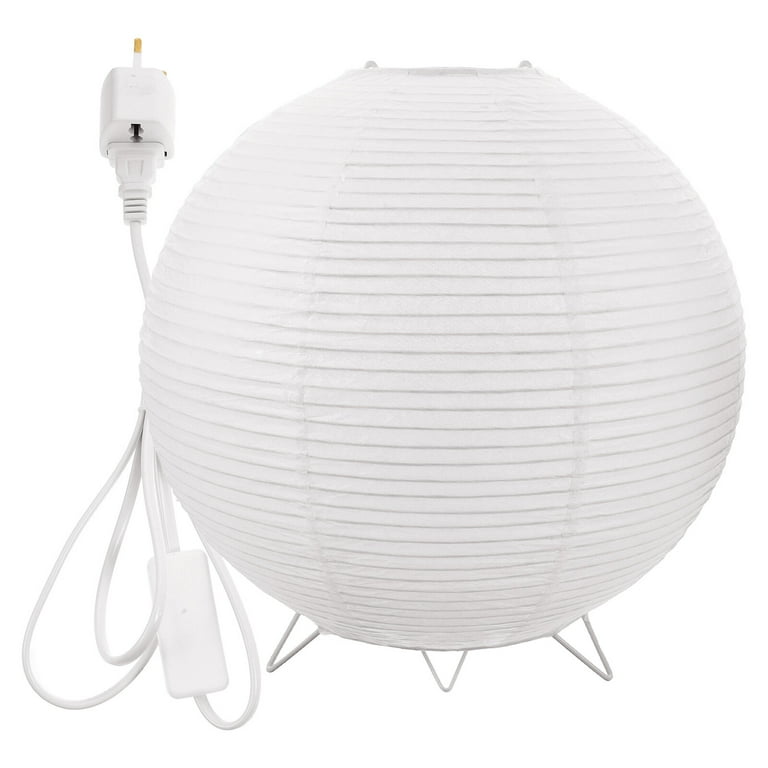ACMHNC Rice Paper Lamp Retro Rice Paper Bedside Lamp with White Shade  Decoration Bedroom Table Lamp E14 Socket Max. 25 W, 1.8 m Cable, Paper Lamp