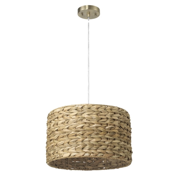 Robert Stevenson Lighting Bella - Metal and Handwoven Wicker Drum Ceiling Light, Natural