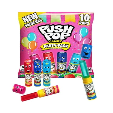 Push Pop, Candy Lollipops, Assorted Fruity Flavors, Sucker Candy, 5.0 oz, 10 Count, Bag