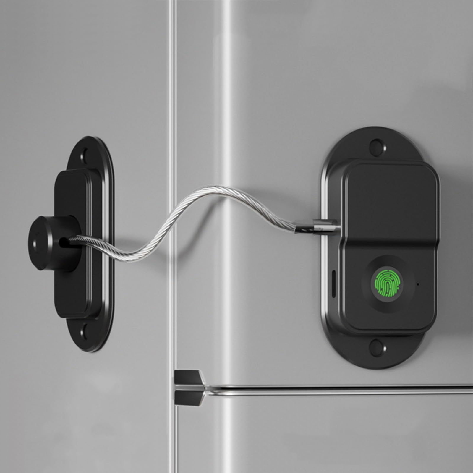 Fingerprint Fridge Lock, Refrigerator Lock with Fingerprint, for Fridge, Cabinet Locks, Drawers, Dishwasher, Toilet and Cabinet Locks Baby Proofing, (Black)