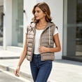 thumbnail image 5 of Cmfcve Womens Plus Size Zip up Puffer Vest Hooded Sleeveless Padded Jacket Coat Solid Winter Warm Outwear, 5 of 9