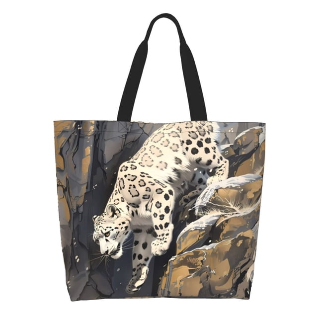 Easygdp Graceful Snow Leopard Bolsas Tote para Mujer, Bolsos de Hombro para Viaje, Bolsos de Mano de Gran Capacidad para Compras y Trabajo