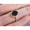 thumbnail image 1 of Oval Cut Black Diamond Moissanite Engagement Ring 2 Carat Solid 10k Rose Gold Wedding Ring Promise Ring for Bride Halo Design, 1 of 5