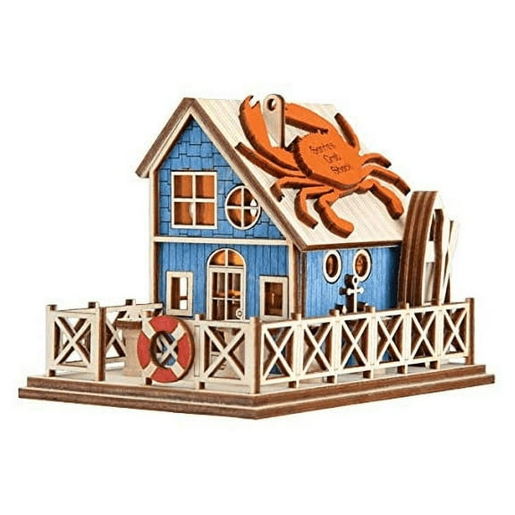Old World Ginger Cottages Wooden Ornaments (#80042) Crab Shack, 4.62"