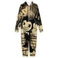 thumbnail image 3 of Bendy And The Ink Machine Men's Hooded Jumpsuit - Zip Up One Piece Pajamas Soft Cozy Winter Warm Plush Loungewear, 3 of 8