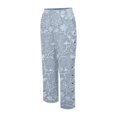 thumbnail image 5 of Women's Casual Pants Women'S Embroidered Floral Print Elastic Belt With Pocket Trousers Side Buttons Cropped Pants Loose Casual Pants Print Straight Pants,Blue Women's Casual Pants XL, 5 of 5