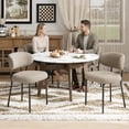 thumbnail image 3 of MALOL Dining Chairs Set of 6, Boucle Dining Room Chairs with Metal Legs & Curved Backrest & Thick Cushion, Modern Upholstered Teddy Fabric Sherpa Kitchen Side Chairs, Camel, 3 of 14