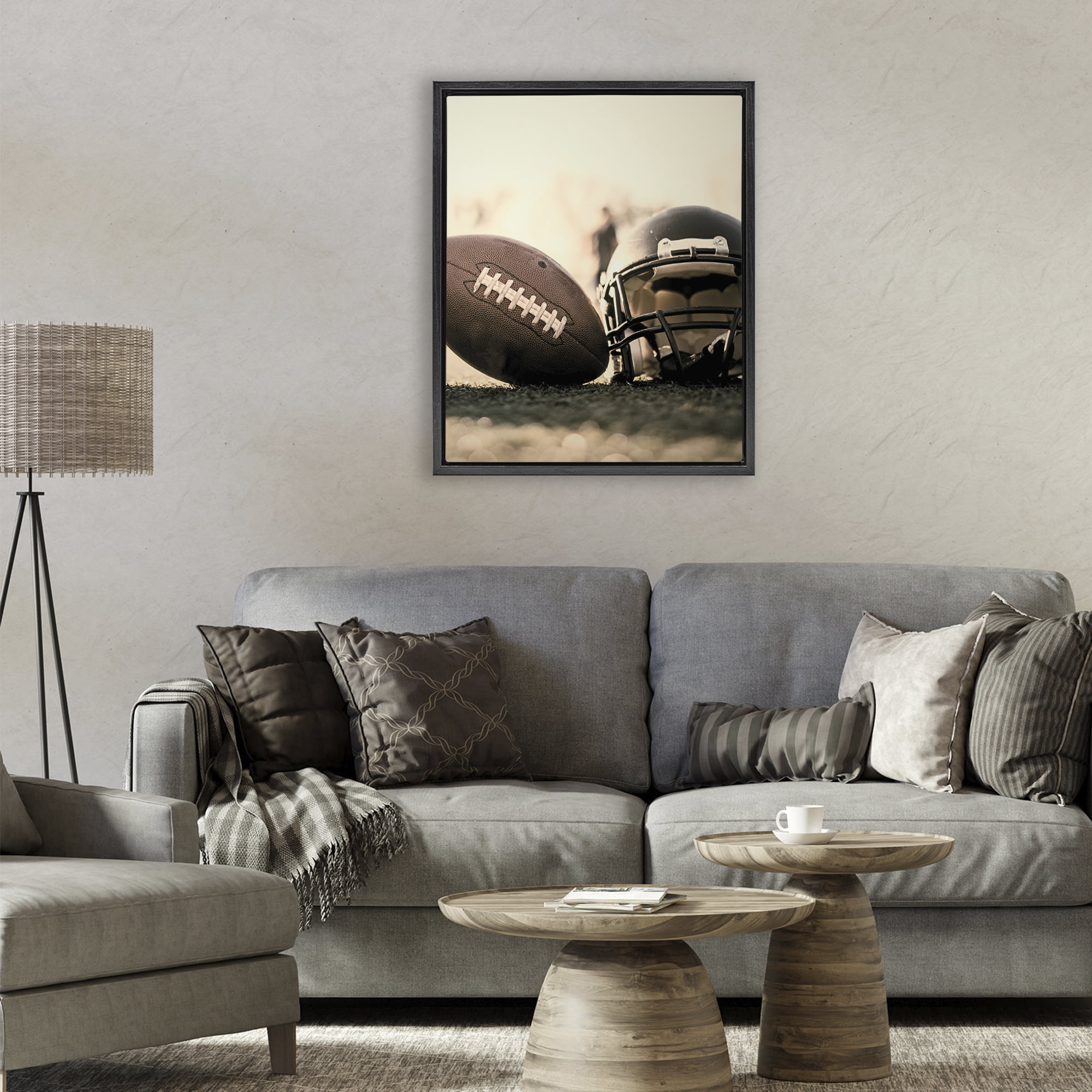 Stupell Industries Football Stand Alone Black Framed Floater Canvas Wall Art, design by Jesse Keith