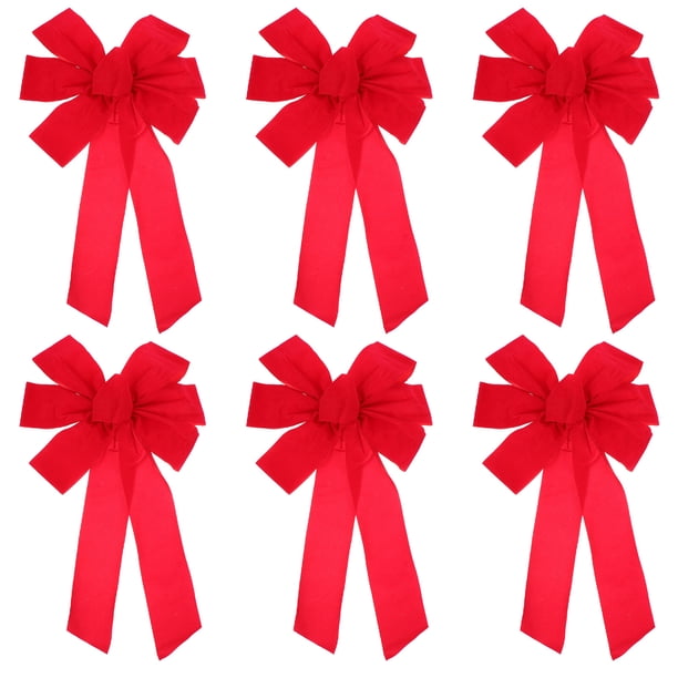 ColoMX 6pcs Navidad Bowknot Decoración del árbol de Navidad Hermoso adorno de franela Bowknot