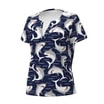 thumbnail image 2 of Naloa Angry Shark Print T-Shirts Short Sleeve V Neck Tees for Women Fashion Tops Trendy Lightweight Soft Casual Summer Outfits Clothes, 2 of 5