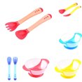 thumbnail image 4 of Utensilios para niños pequeños Cucharas de plástico para bebés Tenedores Tazón Herramienta de alimentación infantil Vajilla para niños sensibles al calor Worallymy JD713610889, 4 of 5