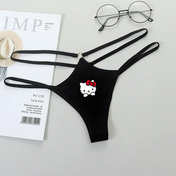 Sanrio-Tanga de Hello Kitty para mujer, ropa Sexy de dibujos animados, con correa fina, calada, triangular, de cintura baja, regalos