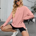 thumbnail image 2 of SWSMCLT Women's Long Sleeve Sweatshirt Fashion Fall Crewneck High Low Pullover Tops Soft Loose Ribbed Sweatshirts Pink XX-Large, 2 of 5