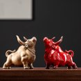 thumbnail image 4 of Adornos creativos de cerámica de vaca roja para el hogar, la sala de estar, la oficina, el escritorio, decoraciones de la suerte, mascota del zodiaco, 4 of 6
