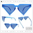 thumbnail image 2 of Retro Fun Flat Top High Temple Triangle Thin Plastic Horn Rim Sunglasses All Blue, 2 of 8