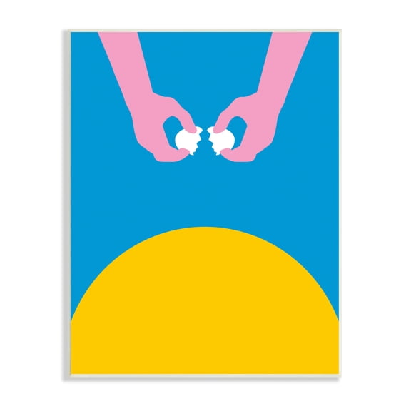 Stupell Industries Sun Rise Breakfast Pink Hands Cracking Eggs Abstract Painting Unframed Art Print Wall Art, 10 x 15