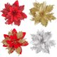 thumbnail image 2 of Flores artificiales de Navidad con purpurina de 13 cm, decoración para árbol de Navidad, adornos de Año Nuevo, flores falsas para Navidad, regalos, 2 of 5