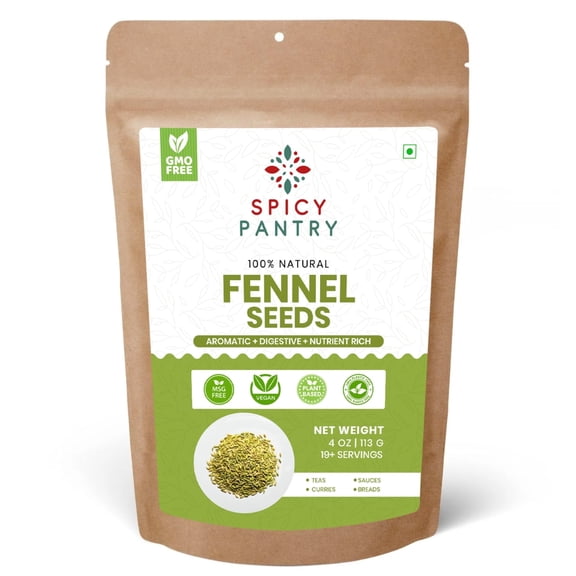 Spicy Pantry Whole Fennel Seeds – 4 oz, 100% Natural Spice, Ideal for Cooking, Baking & Teas