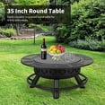 thumbnail image 2 of Hykolity 35 Inch Fire Pit with Cooking Grate & Charcoal Pan, Outdoor Wood Burning BBQ Grill Firepit Bowl with Cover Lid, Steel Round Table for Backyard Bonfire Patio Picnic, 2 of 8