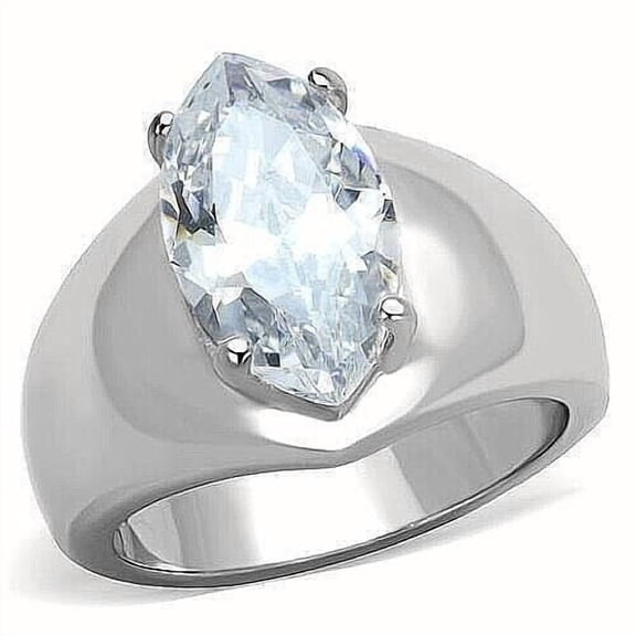 Solitaire Diamond Engagement Ring, Wide Shank Ring, Marquise Cut Diamond Wedding Proposal Ring, Single Diamond Ring, 14K White Gold Plated, 2.5 Ct Simulated Diamond, Luxurious Ring