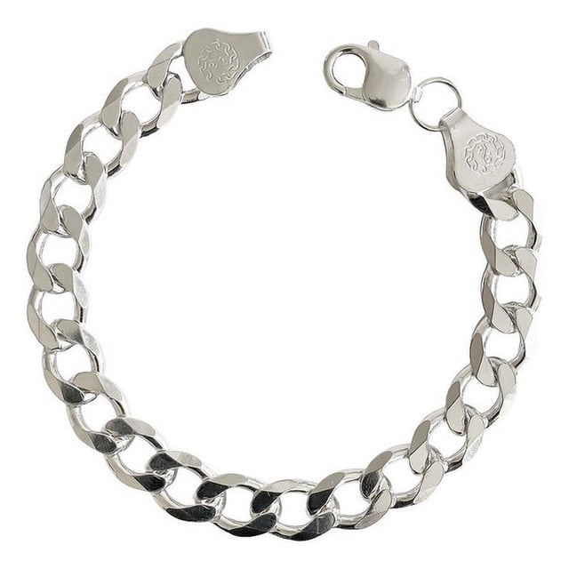 JOYARIS Esclava Gruesa Pulsera Hombre Cubana Barbada Plata 925 1 Cm Talla 18 cm PT-0000193