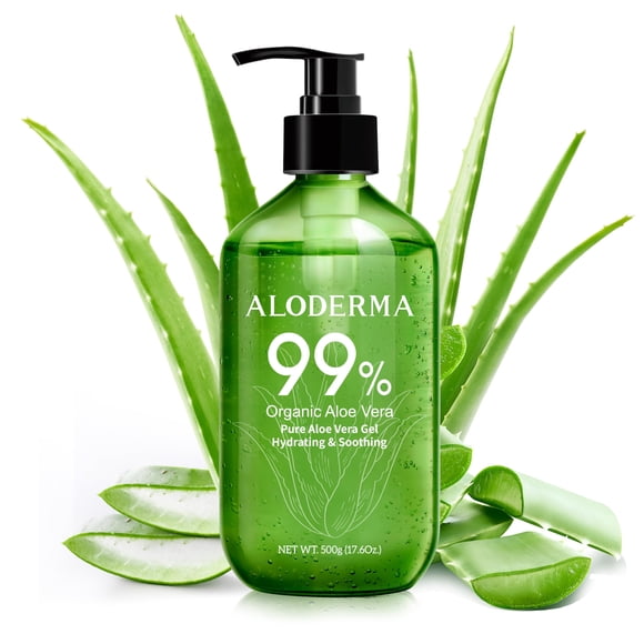 Gel de aloe vera Aloderma, 99% orgánico, 520 ml, para aliviar las quemaduras solares