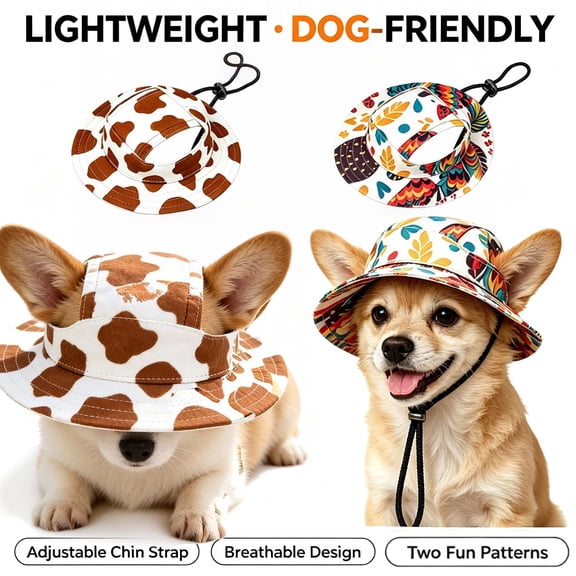 Dog Bucket Hat with Ear Holes, Adjustable Sun Hats for Dogs Cats, Puppy UV Protection Sun Caps Breathable Print Pet Bucket Hats with Wide Brim Summer Visor for Small Dogs _ Camouflage