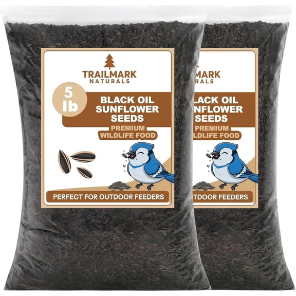 Trailmark Naturals 2 Pack Of 5 LB- Black Oil Sunflower Seeds, Wild Bird Food for Backyard Feeders, 10 Lbs Total