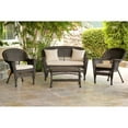 thumbnail image 2 of Jeco 4pc White Wicker Conversation Set - Black Cushions, 2 of 5