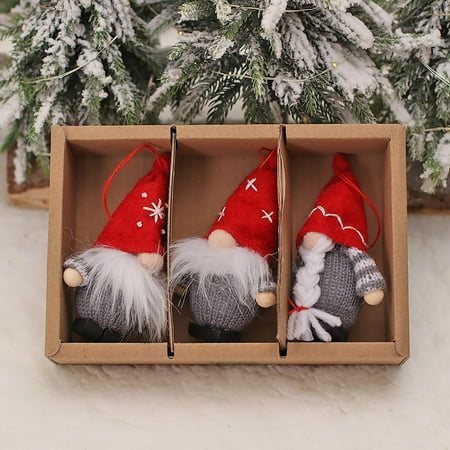 

lystmrge Decorated Eggs Ancient Beads Crystal Hanger for Car Red And Black Checkered Faceless Doll Pendant Forest Man Doll Christmas Tree Pendant